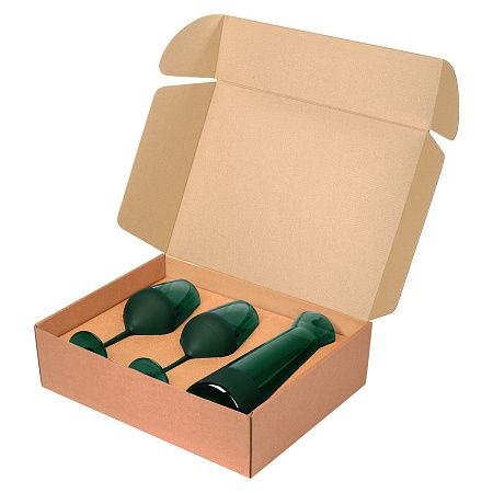 Подарочный набор декантер + 2 бокала для вина Эмеральд (Emerald), зеленый