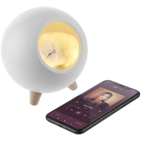 Беспроводная лампа-колонка Right Meow, розовая