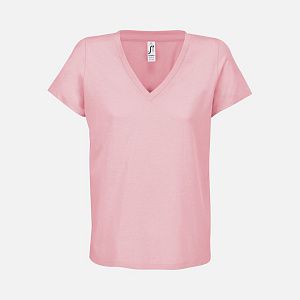 Футболка женская Regent Women с V-образным вырезом, розовая (candy) под нанесение