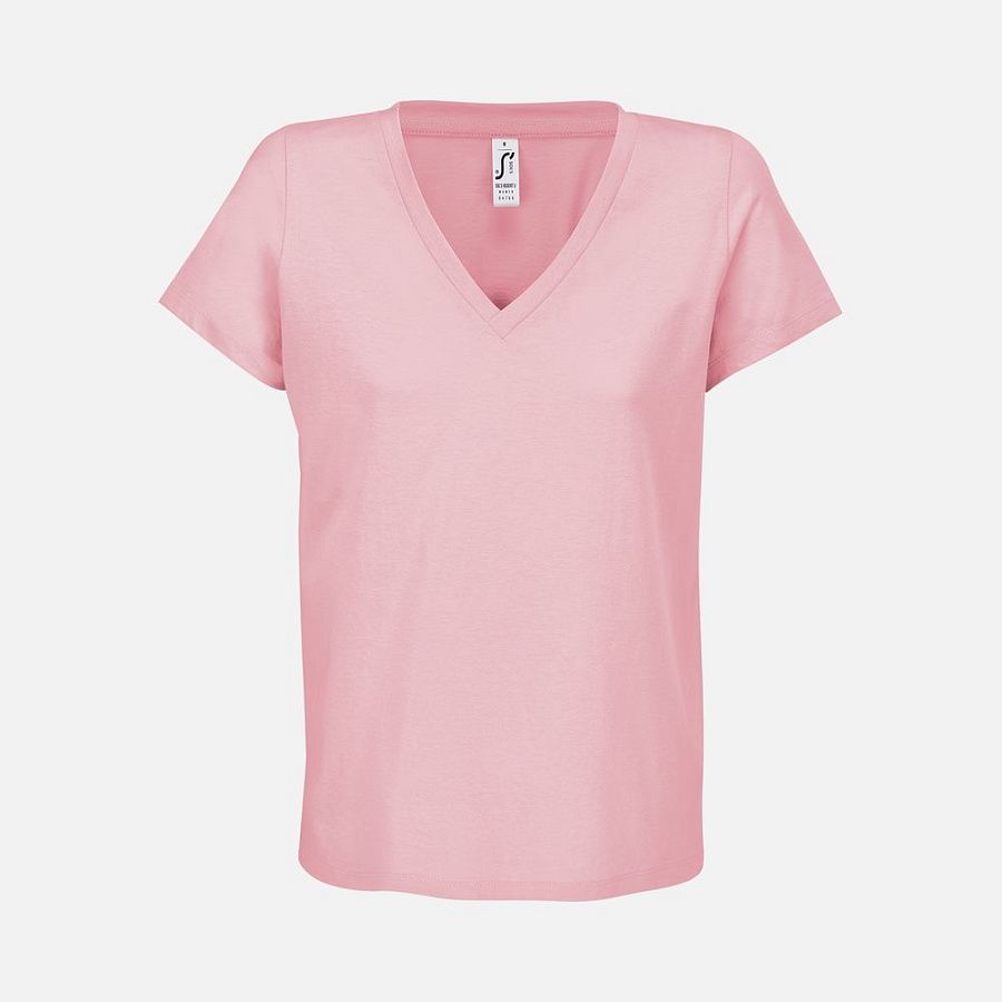 Футболка женская Regent Women с V-образным вырезом, розовая (candy) под нанесение