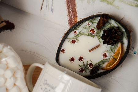 Подарочный набор «Баунти»: свеча, кружка, маршмеллоу, горячий шоколад