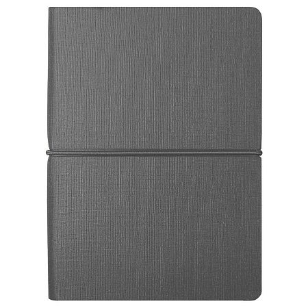 Блокнот А6 Van Diemen, со стикерами, в гибкой обложке c резинкой в линейку, серый