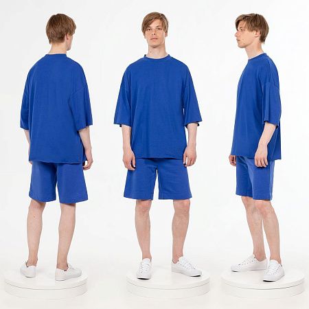 Футболка унисекс оверсайз T1, синяя, размер M/L