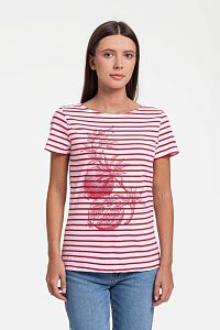 Футболка женская Grand Granat New, белая с красным, размер XS