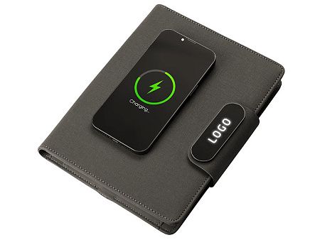 Подарочный набор «Twilight»: органайзер А5 с беспроводной зарядкой и металлическая шариковая ручка со светящимся логотипом