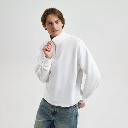 Толстовка на молнии унисекс Флоу (Flow), белая, размер 5XL/6XL