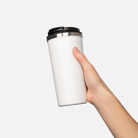 Термокружка вакуумная Palermo, белая, зернистое покрытие