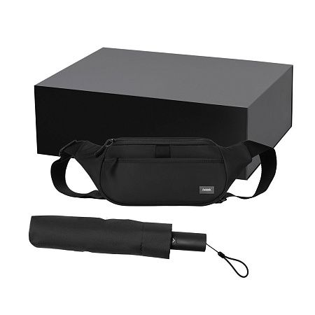 Подарочный набор Boston, Filton, черный (поясная сумка, зонт)