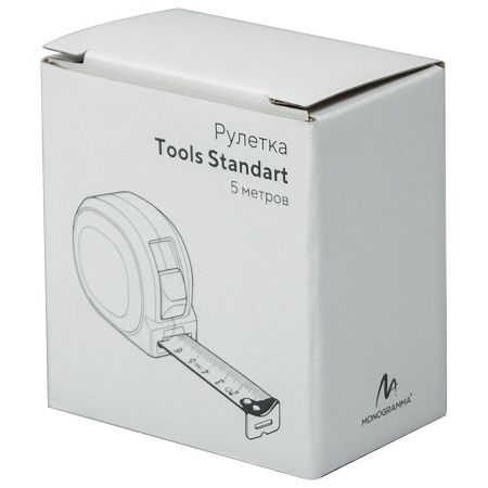 Рулетка Tools Standart, 5 метров, черная, пластиковая, с ремешком