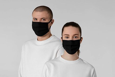 Маска гигиеническая Respire, двухслойная, немедицинская, черная, размер M