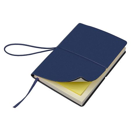 Блокнот А6 Van Diemen, со стикерами, в гибкой обложке c резинкой в линейку, темно-синий