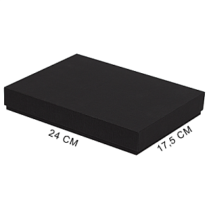 Коробка подарочная, размер 24*17,5*3 см, Solution Superior Linen, черная, бежевый ложемент под индивидуальную вырубку