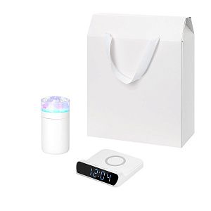 Подарочный набор Crystal, Rigel, белый (увлажнитель воздуха, зарядное устройство)