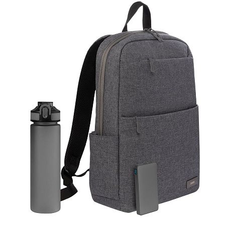 Подарочный набор Forst, серый (бутылка, ЗУ, рюкзак)