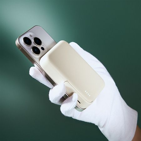 Внешний аккумулятор Юнион PD (Union PD) 10000mAh с функцией беспроводной зарядки 15W, бежевый