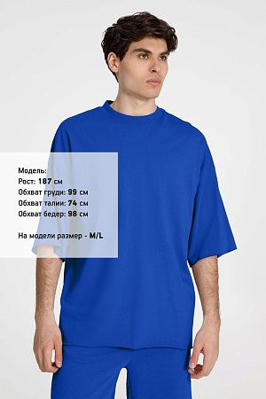 Футболка оверсайз унисекс T9, синяя, размер XS/S