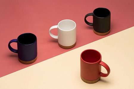 Кружка с пробковой подставкой Corky, серая