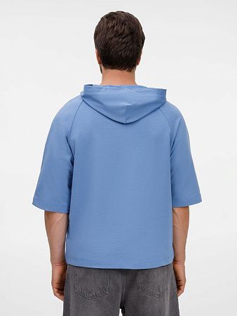 Футболка оверсайз унисекс с капюшоном Neofit, синяя, размер M/L