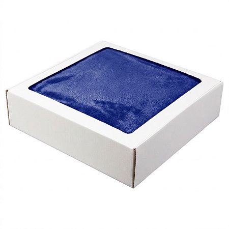 Плед мягкий флисовый Super Soft  Comfort, 125*150 см,синий 654С, в подарочной белой крафтовой коробке с окошком