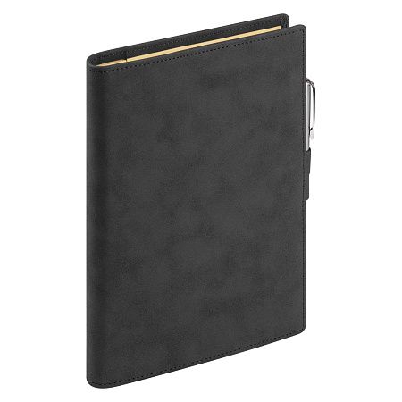 Ежедневник-портфолио Клип (Clip NEO) недатированный в подарочной коробке, черный (в комплекте ручка Tesoro серебро)