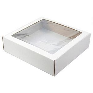 Коробка крафтовая белая с окошком, размер 30*30*8 см, самосборная