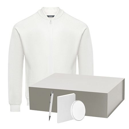 Набор с одеждой TORRES (толстовка, зарядное устройство, блокнот, ручка), белый/серебряный, M