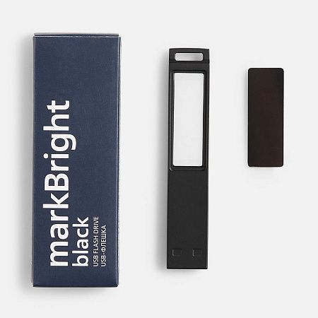 Флешка markBright Black с синей подсветкой, 32 Гб
