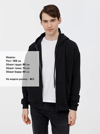 Толстовка унисекс оверсайз на молнии Zippy Terry, черная, размер XS/S