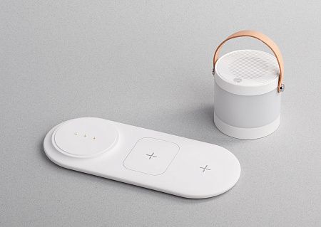 Настольная беспроводная (15W) зарядная станция "Smart Home" с bluetooth колонкой-лампой