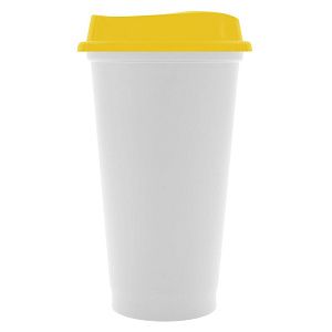 Стакан с крышкой Color Cap White, белый с желтым