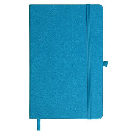 Бизнес-блокнот "Justy", 130*210 мм, лазурный, твердая обложка,  резинка 7 мм, блок-линейка