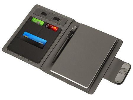 Подарочный набор «Twilight»: органайзер А5 с беспроводной зарядкой и металлическая шариковая ручка со светящимся логотипом