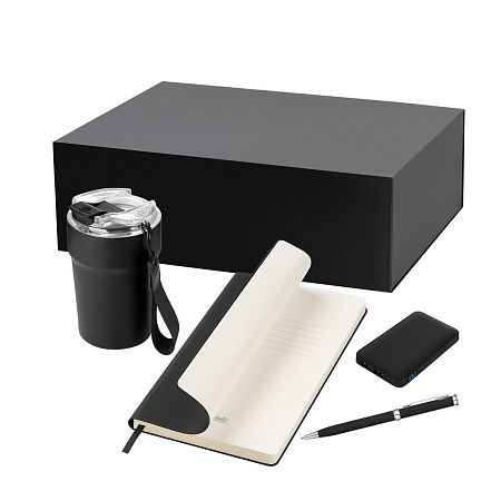 Подарочный набор Monaco, черный (термокружка, аккумулятор, ежедневник, ручка)