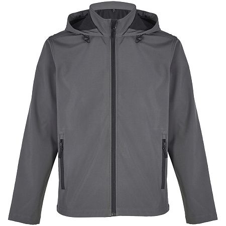 Куртка софтшелл с капюшоном мужская Race Men, темно-серая, размер S