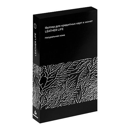 Универсальный футляр для кредитных карт и монет/картхолдер Leather Life из нат. кожи, черный