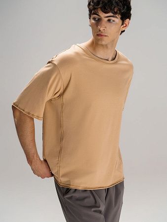 Футболка оверсайз унисекс Vozduh, бежевая, размер M/L