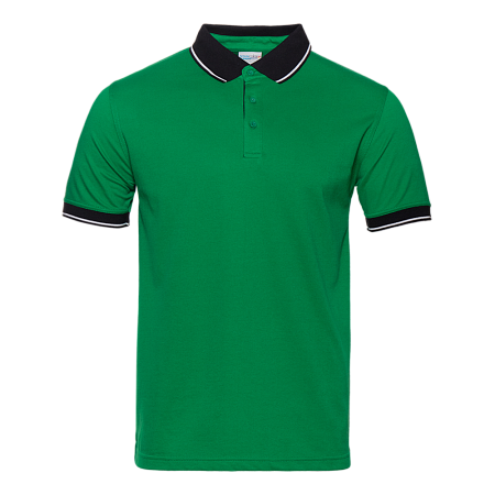 Рубашка поло мужская STAN с контрастными деталями хлопок/полиэстер 185, 04С, Зелёный,  (30)  (46/S)
