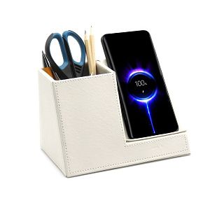 Настольный органайзер Ron c беспроводной зарядкой, белый