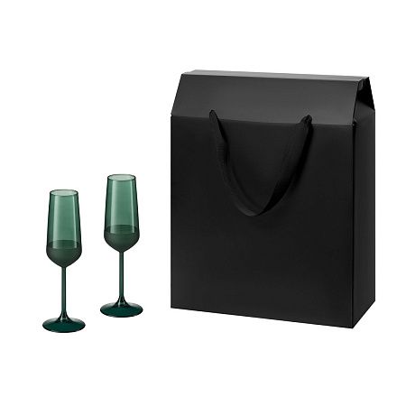 Подарочный набор 2 бокала для шампанского Emerald в большом подарочном пакете