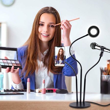ED лампа Selfie с держателем для мобильного телефона и микрофона