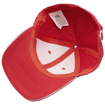 Кепка 6-панельная Oxford 300, c белым сендвичем, красная