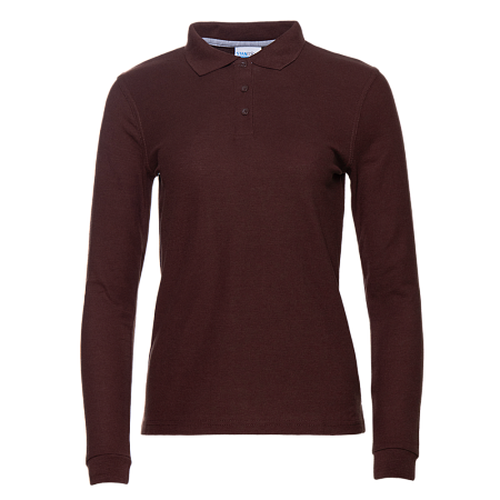 Рубашка поло женская STAN длинный рукав хлопок/полиэстер 185, 04SW, Тёмно-Шоколадный,  (107)  (50/XL)