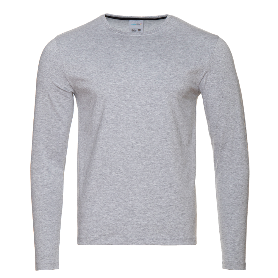 Футболка унисекс с длинным рукавом STAN хлопок/эластан 180, 35, Серый меланж,  (50/60)  (46/S)