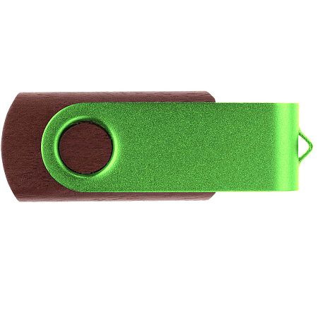Флешка TWIST WOOD COLOR Темное дерево с салатовым 4014.32.15.8ГБ