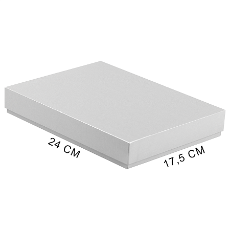 Коробка подарочная, размер 24*17,5*3 см, Solution Superior Linen, серебристая, бежевый ложемент под индивидуальную вырубку