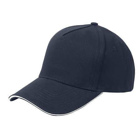Кепка 5-панельная Oxford 300, c белым сендвичем, темно-синяя