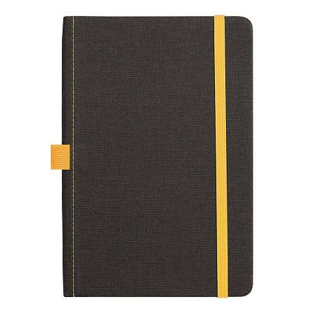 Блокнот Forest  Alfa Orion Rosewood А5, недатированный, в твердой обложке, темно-серый с желтой  резинкой и петлей для ручки