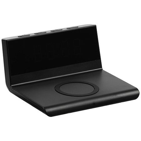 Станция беспроводной зарядки с часами Electron, ver.2, черная