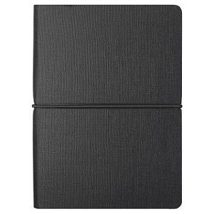 Блокнот А6 Van Diemen, со стикерами, в гибкой обложке c резинкой в линейку, черный