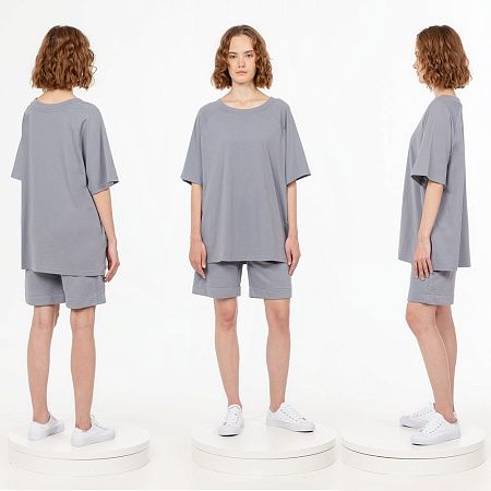 Футболка унисекс оверсайз T2, серая, размер XS/S